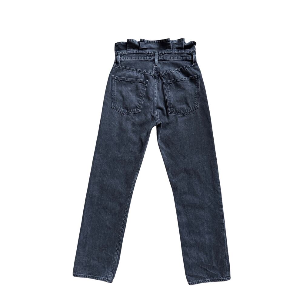 Agolde Black Jeans Straight Leg High Rise Denim Lettuce Waistband Cotton Basics - Picture 5 of 8